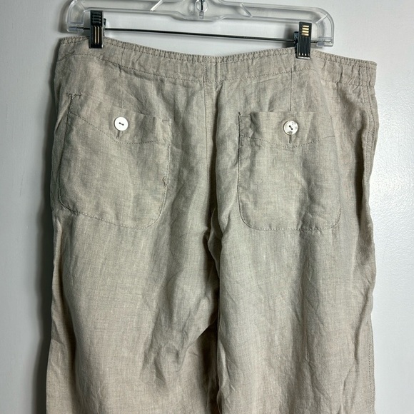 L. L. Bean 100% Linen Tan Capris Size 12 Petite - Picture 6 of 11